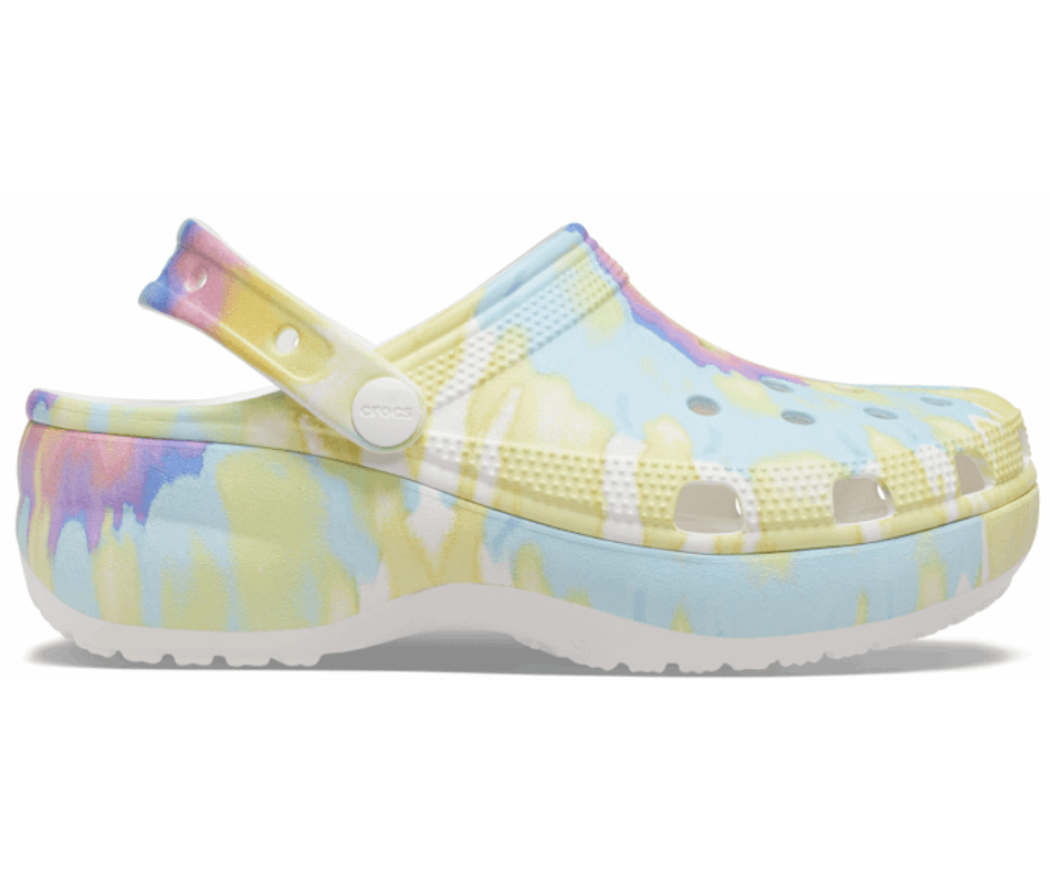 Zoccolo Da Donna Crocs Classico Con Plateau E Grafica Tie-dye Bianco-multi